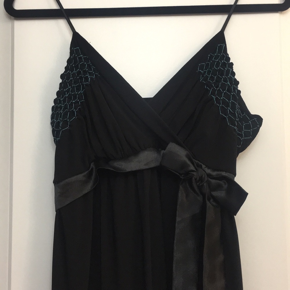 Black with Blue Smock Detail Dress